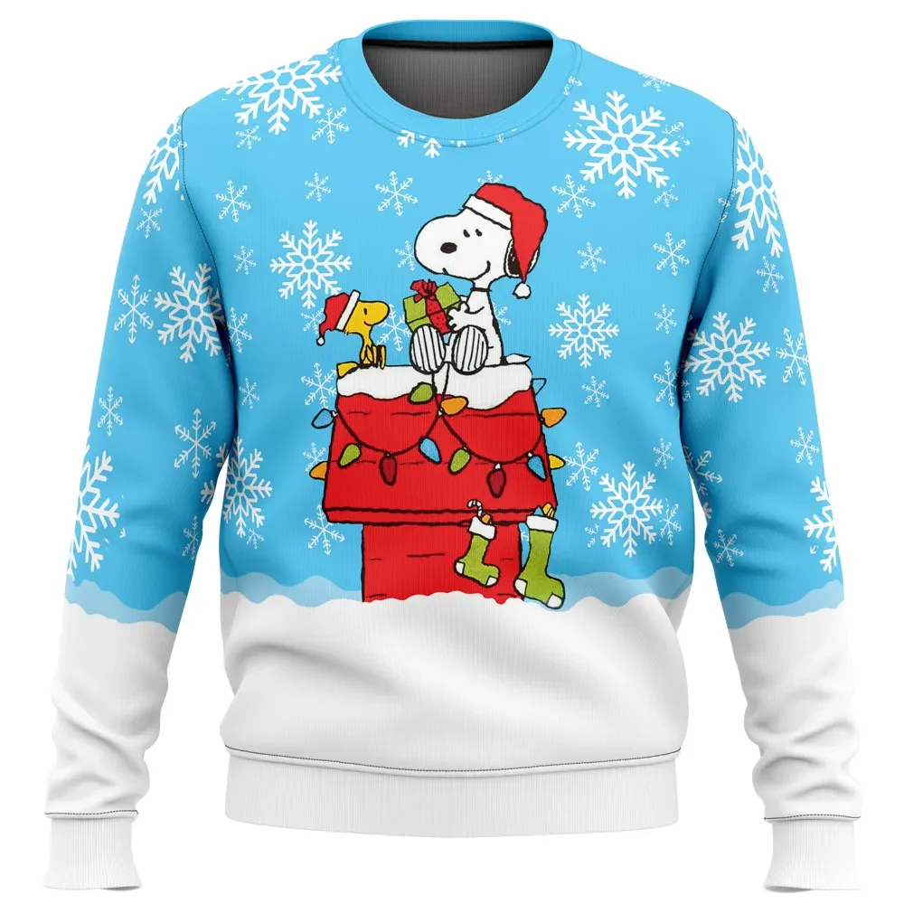 Snowy Christmas Snoopy Ugly Christmas Sweater, Peanuts Snoopy and Woodstock Holiday Sweater, Cartoon Xmas Jumper