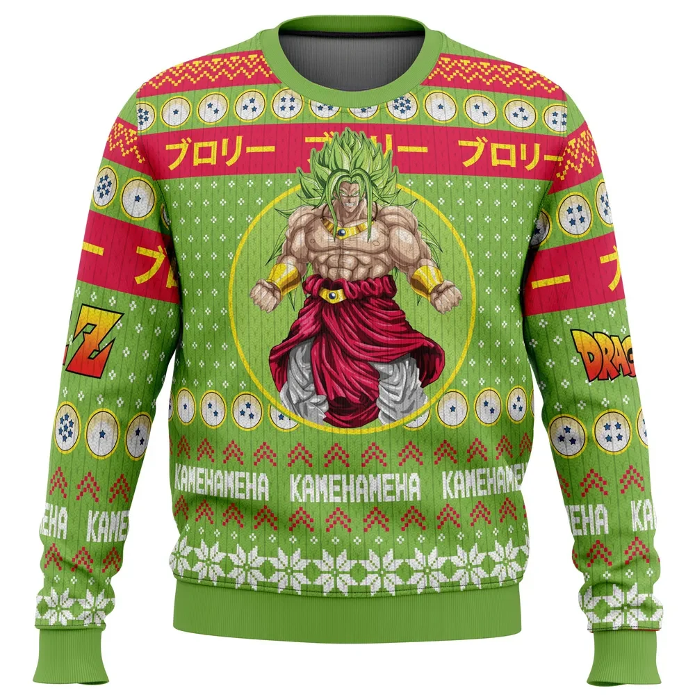 Christmas Broly Dragon Ball Z Ugly Christmas Sweater, Legendary Super Saiyan DBZ Holiday Sweater, Kamehameha Anime Xmas Sweatshirt Gift