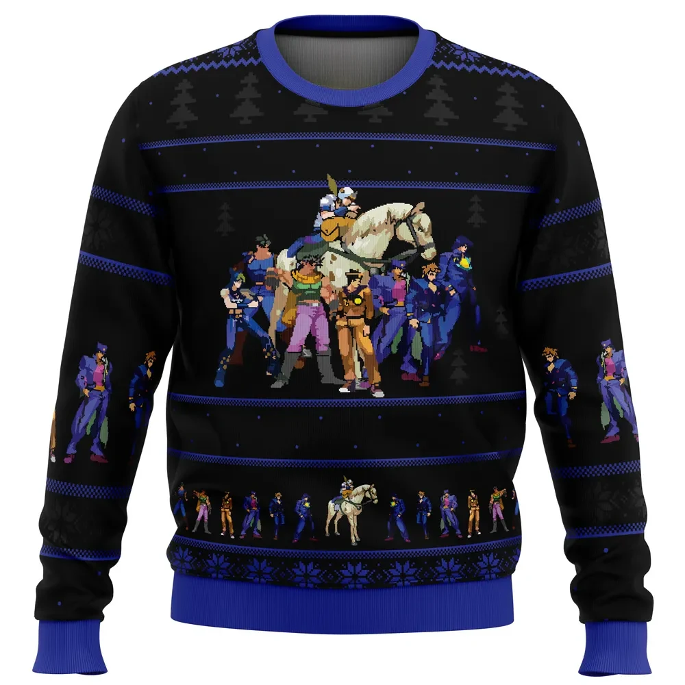JoJo's Bizarre Adventure Generations Ugly Christmas Sweater, Joestar Anime Holiday Sweater, JoJo Protagonists Xmas Gift for Fans