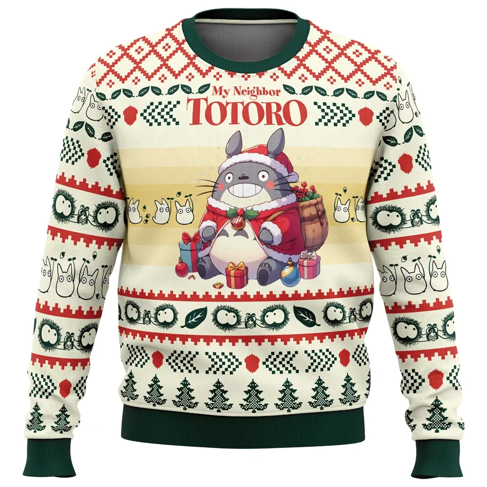 Christmas Totoro My Neighbor Totoro Ugly Christmas Sweater, Studio Ghibli Santa Totoro Holiday Sweatshirt, Unisex Anime Xmas Gift