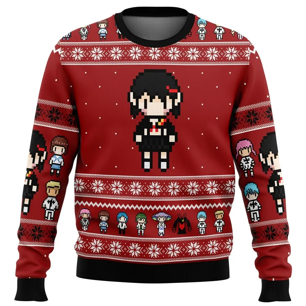 Kill La Kill Sprites Ugly Christmas Sweater, Kill La Kill Pixel Art Holiday Sweater, Ryuko Matoi Red Anime Xmas Gift for Otaku Fans