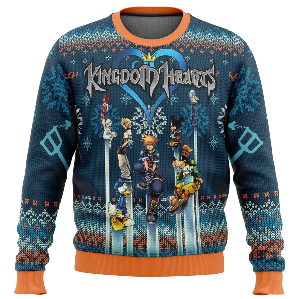 Kingdom Hearts Ugly Christmas Sweater, Sora Kingdom Hearts Holiday Sweater, Donald Goofy Riku and Kairi Gamer Xmas Gift for RPG Fans
