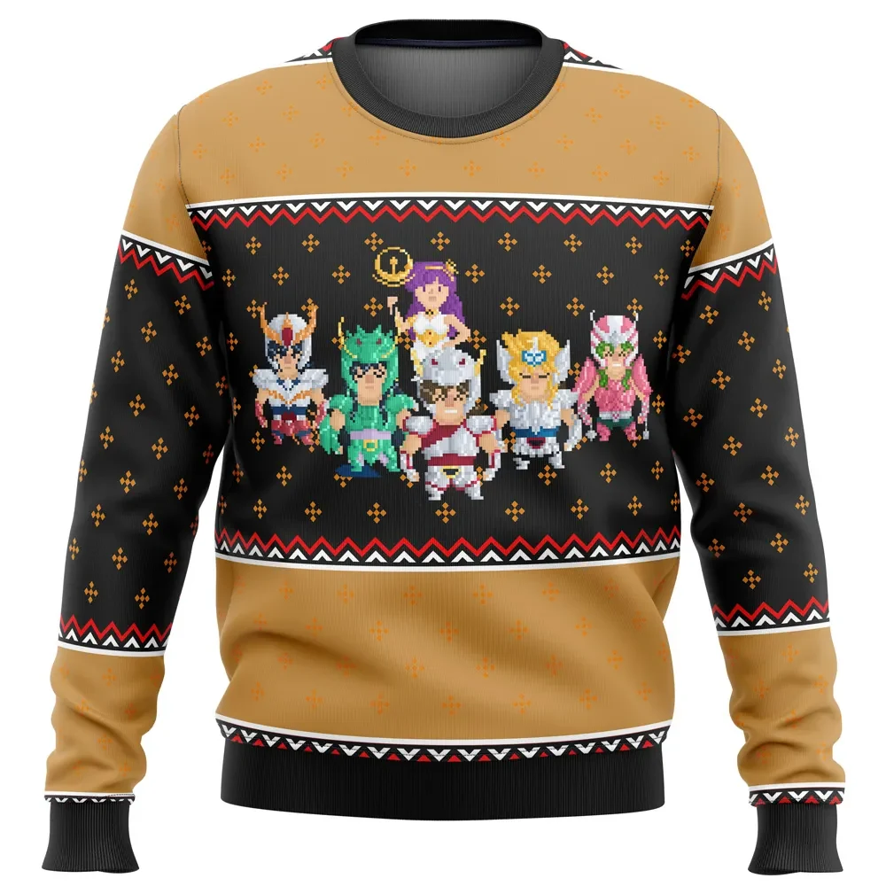 Knights of the Zodiac Saint Seiya Ugly Christmas Sweater, Saint Seiya Bronze Saints Holiday Sweatshirt, Unisex Retro Anime Xmas Gift