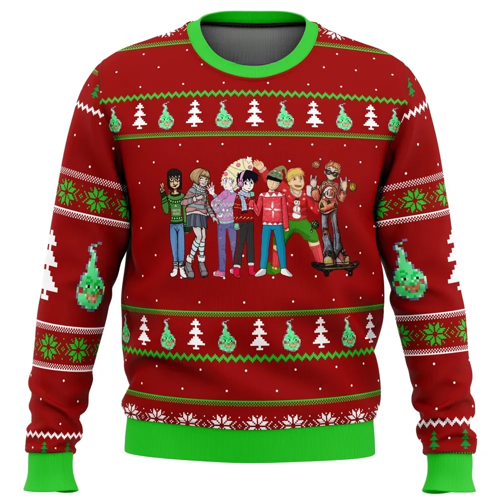 Mob Psycho 100 Holiday Ugly Christmas Sweater, Mob and Reigen Xmas Sweater, Dimple Ghost and Friends Anime Christmas Gift for Fans