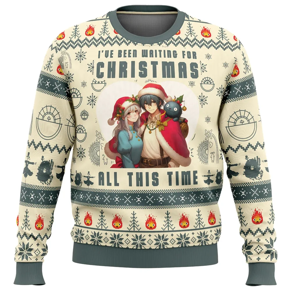 I've Been Waiting for Christmas All This Time Howl's Moving Castle Ugly Christmas Sweater, Ghibli Anime Holiday Sweater, Xmas Sweater