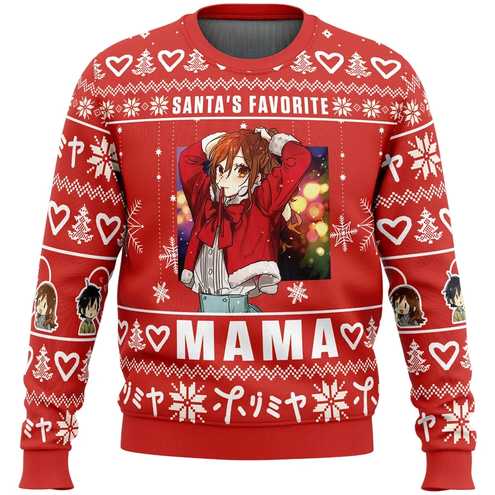 Santa's Favorite Mama Horimiya Ugly Christmas Sweater, Kyoko Hori Anime Holiday Sweater, Hori and Miyamura Romance Anime Xmas Gift for Moms