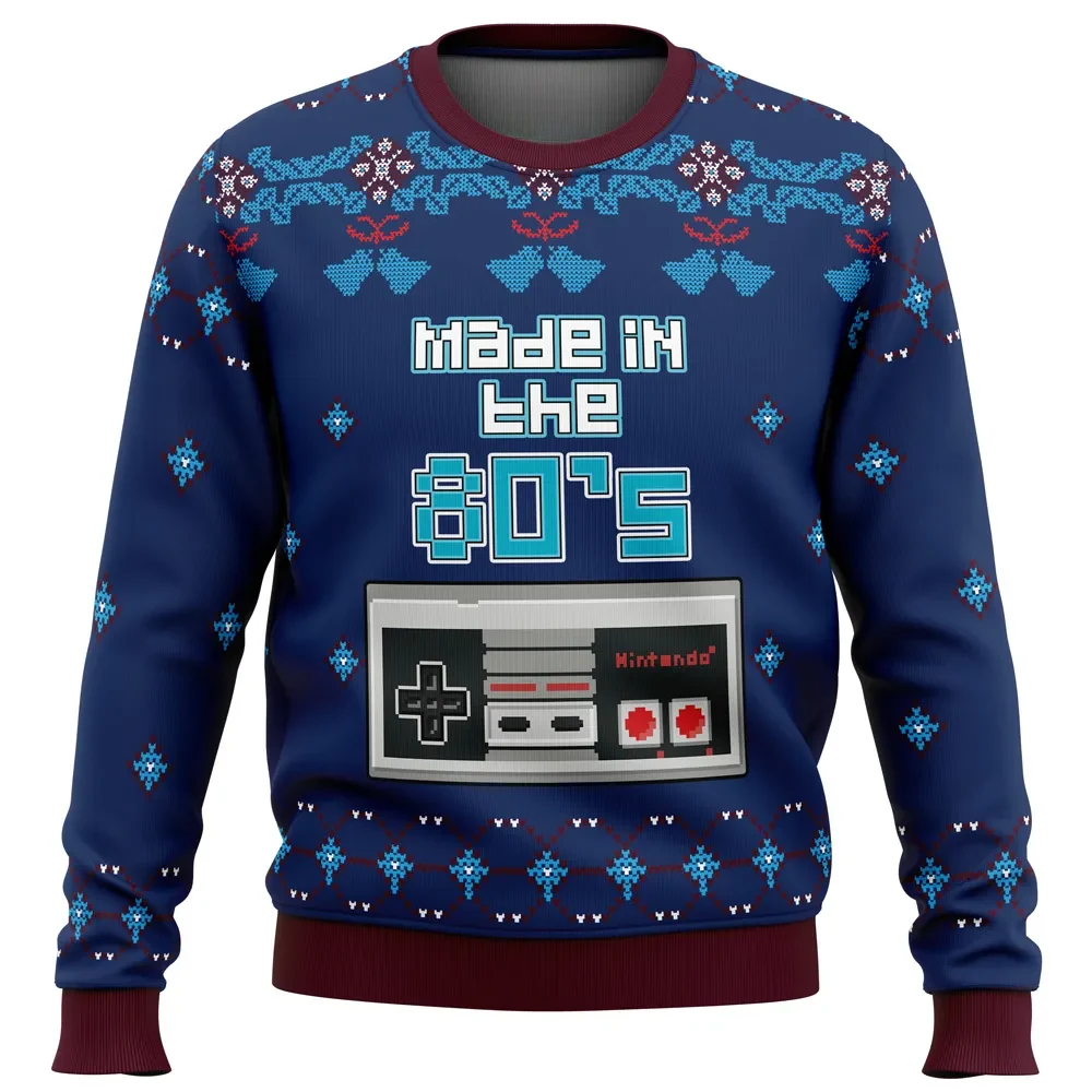 Made in the 80s Nintendo Controller Ugly Christmas Sweater, Retro NES Gamer Holiday Sweater, Gamer Xmas Gift, Classic Console Unisex Pullover