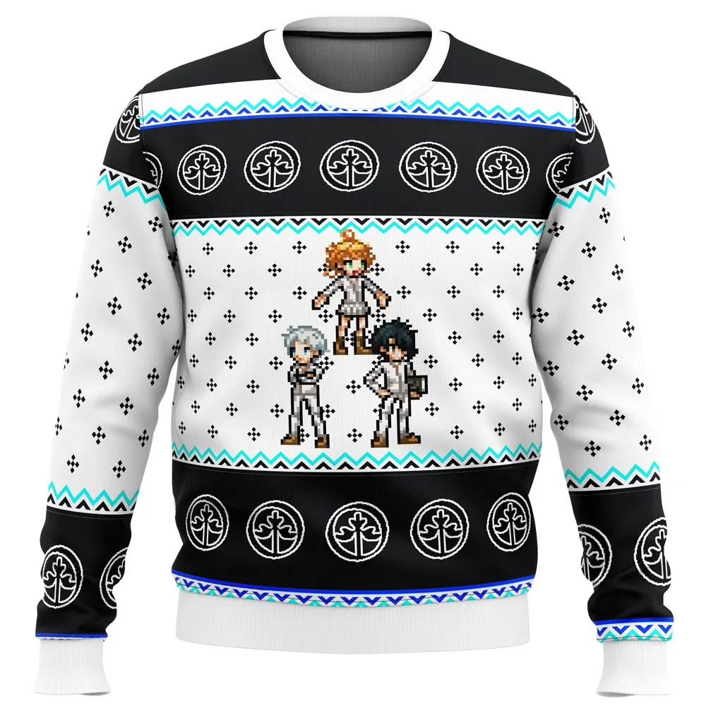The Promised Neverland Sprites Ugly Christmas Sweater, Emma Norman Ray Holiday Sweater, Anime Xmas Gift, Grace Field Unisex All Over Pullover