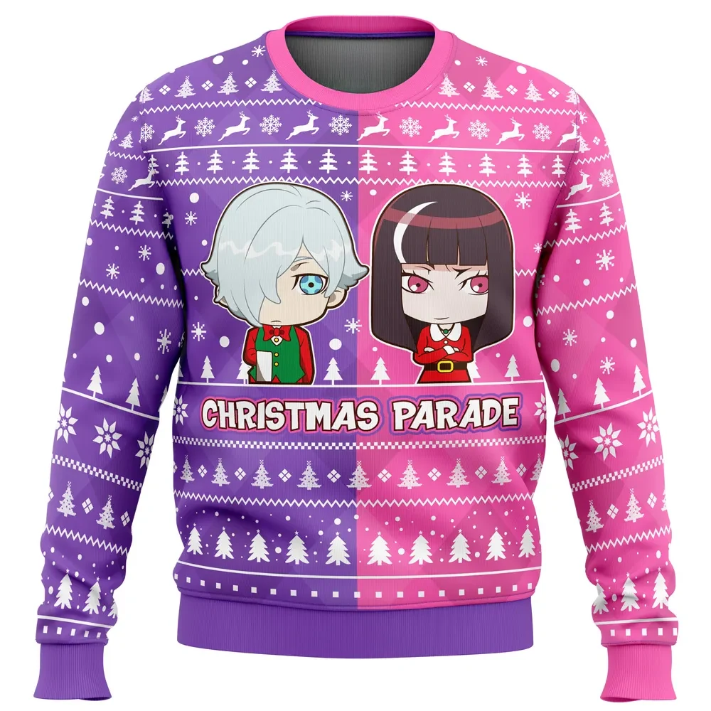 Christmas Parade Death Parade Ugly Christmas Sweater, Decim and Chiyuki Anime Holiday Sweater, All Over Print Xmas Sweater