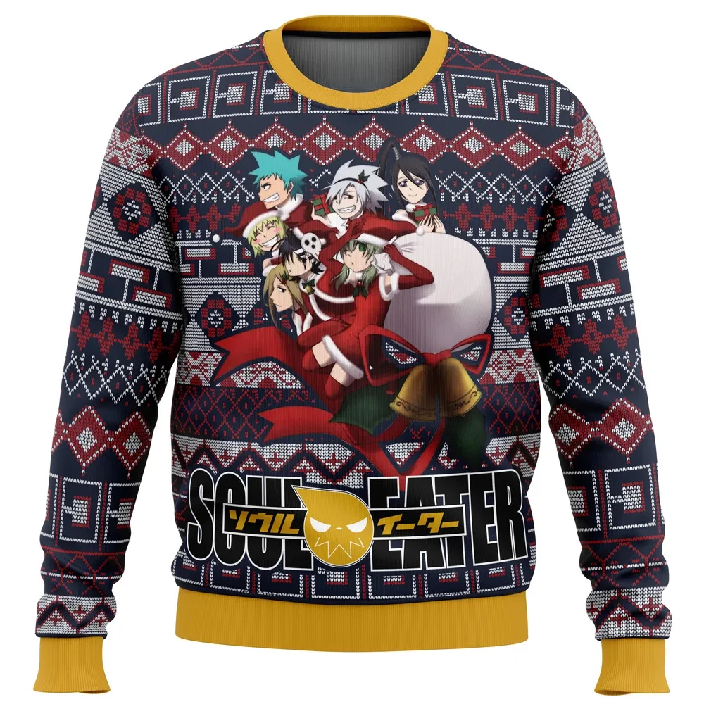 Soul Eater Ugly Christmas Sweater, Soul Eater Santa Crew Holiday Sweatshirt, Unisex Shonen Anime Xmas Gift for Death City Fans
