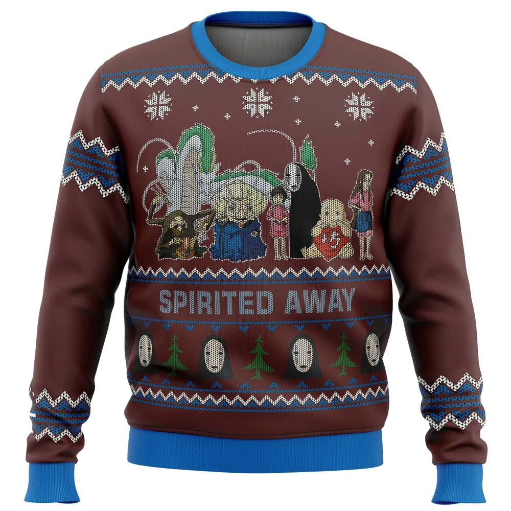 Spirited Away Ugly Christmas Sweater, Chihiro, Haku and No-Face Studio Ghibli Anime Holiday Sweater, Cozy Fantasy Film Anime Xmas Gift