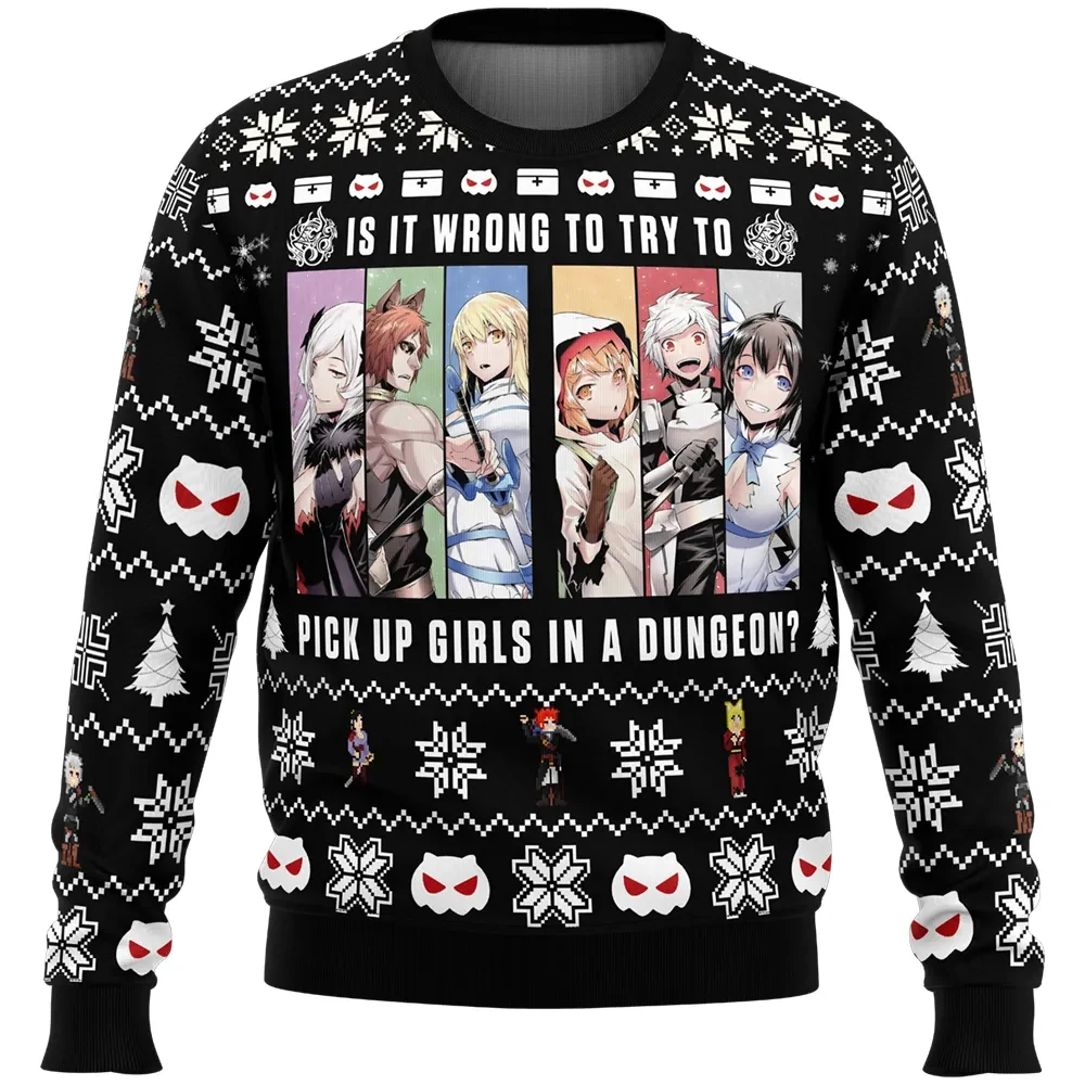 Is It Wrong To Try To Pick Up Girls In A Dungeon DanMachi Ugly Christmas Sweater, Anime Holiday Sweater, Xmas Jumper