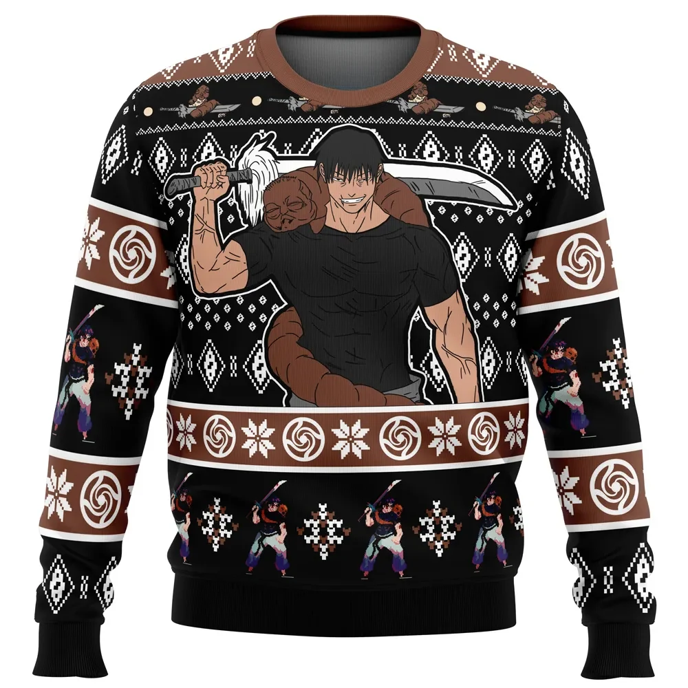 Sorcerer Killer Toji Fushiguro Jujutsu Kaisen Ugly Christmas Sweater, JJK Anime Holiday Sweatshirt, Unisex Xmas Gift for Manga Fans