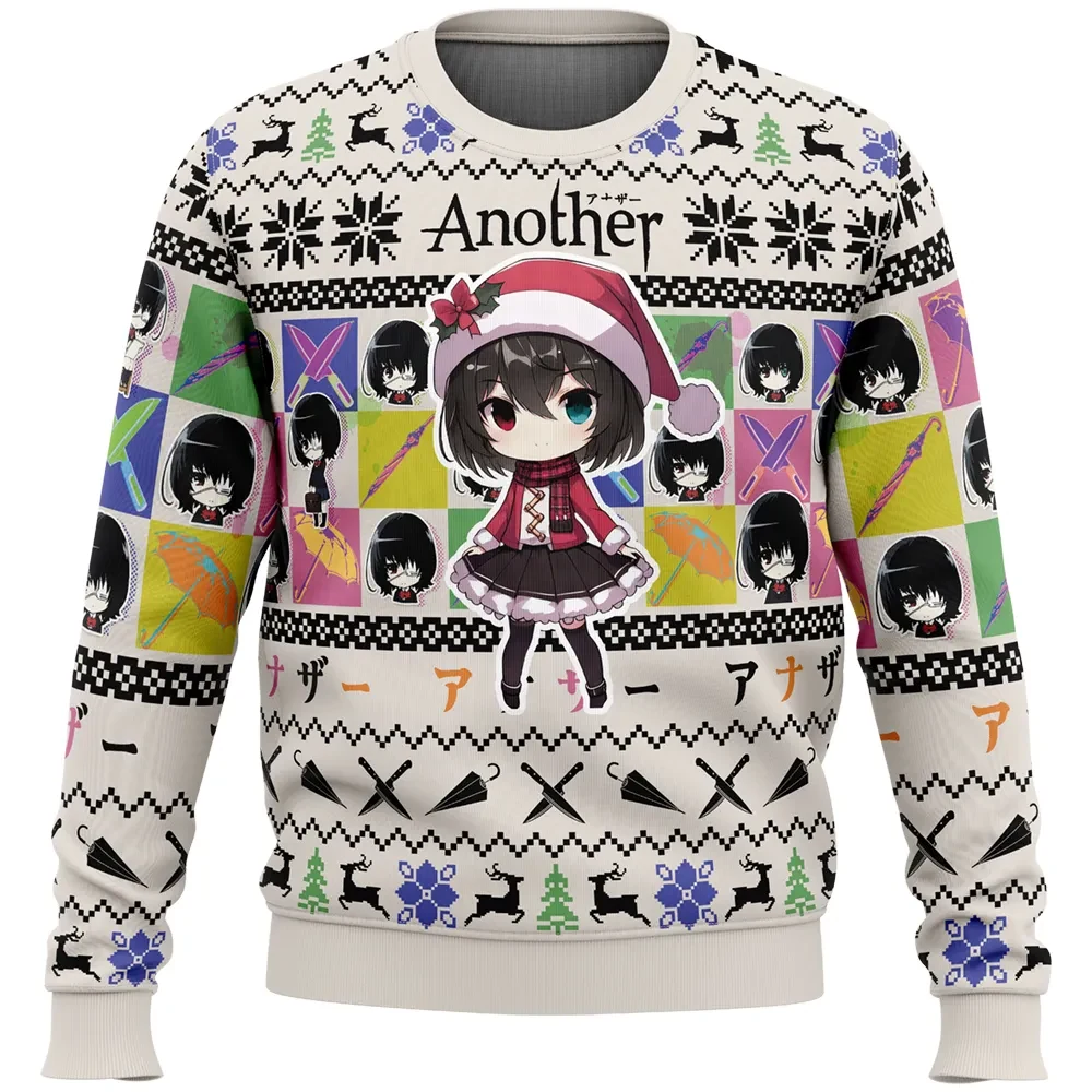 Mei Misaki Chibi Another Ugly Christmas Sweater, Horror Anime Holiday Sweater, Unisex All Over Print Xmas Sweatshirt, Anime Xmas Gift for Fans