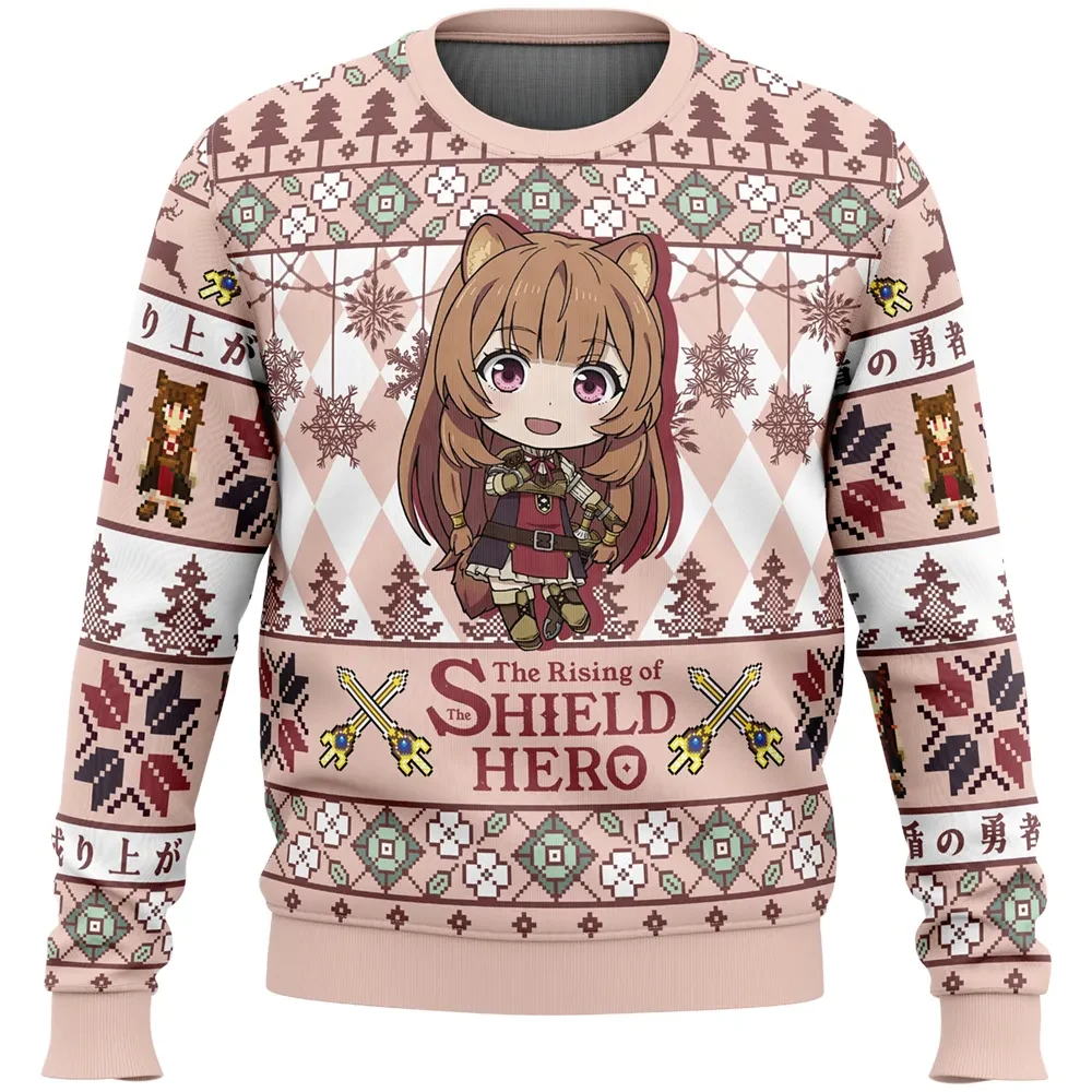 Raphtalia The Rising of the Shield Hero Ugly Christmas Sweater, Chibi Raphtalia Tanuki Girl Anime Holiday Sweater, Unisex Anime Xmas Gift