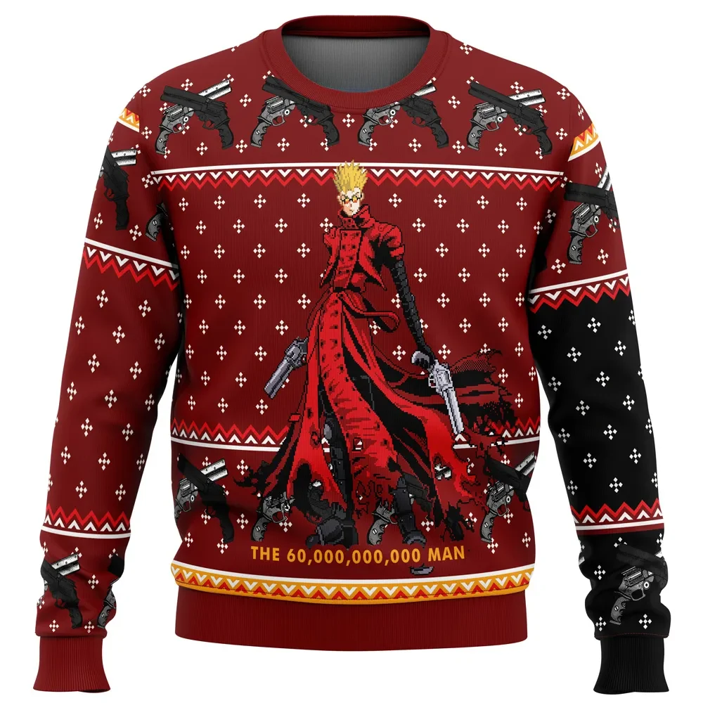 Trigun Vash the Stampede Ugly Christmas Sweater, Anime Holiday Sweater, The 60,000,000,000 Man Humanoid Typhoon Anime Xmas Gift