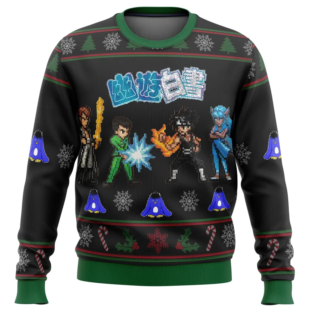 Yu Yu Hakusho Ghost Fighter Characters Ugly Christmas Sweater, Yusuke Hiei Kurama Anime Holiday Sweater, Unisex Xmas Jumper