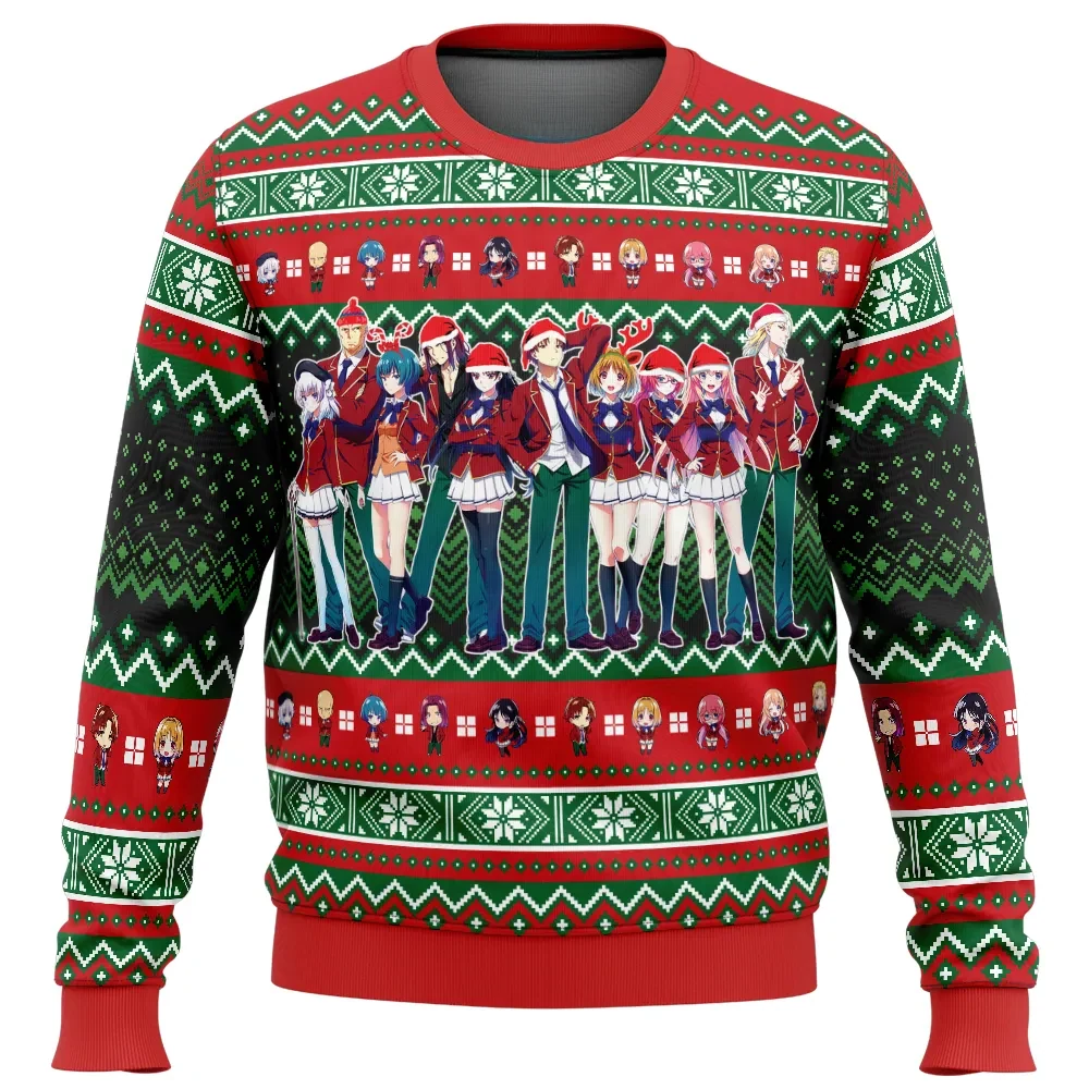 Christmas Elite Students Classroom of the Elite Ugly Christmas Sweater, Chibi Anime Holiday Sweater, All Over Print Xmas Sweater
