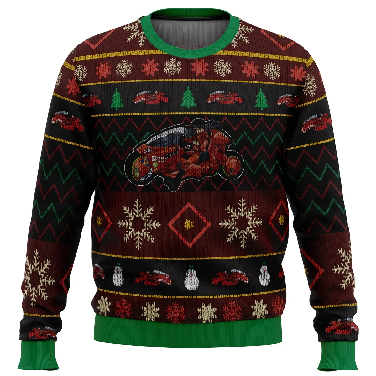 Akira Shotaro Kaneda Bike Ugly Christmas Sweater, Akira Anime Holiday Sweater, Red Motorcycle Cyberpunk Xmas Gift for Anime Fans