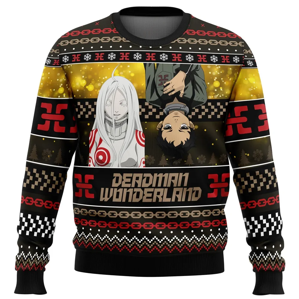 Ganta And Shiro Deadman Wonderland Ugly Christmas Sweater, Anime Holiday Sweater, Unisex All Over Print Xmas Sweatshirt, Anime Xmas Gift for Fans