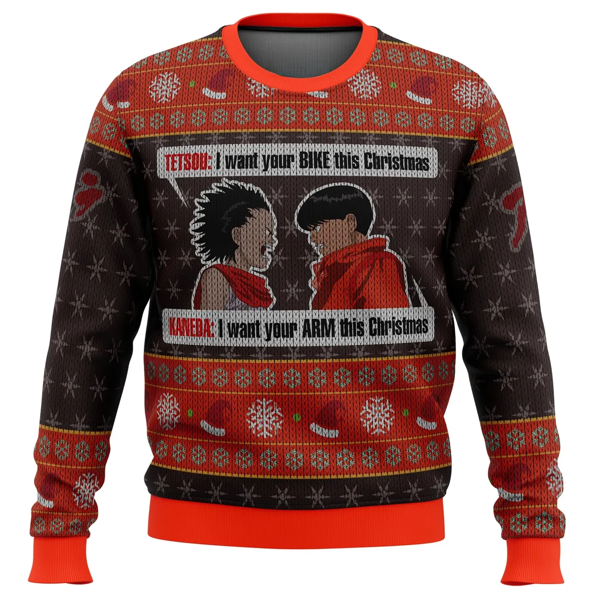 Akira Tetsuo Shima and Shotaro Kaneda Ugly Christmas Sweater, I Want Your Bike This Christmas Akira Holiday Sweater, Anime Xmas Gift