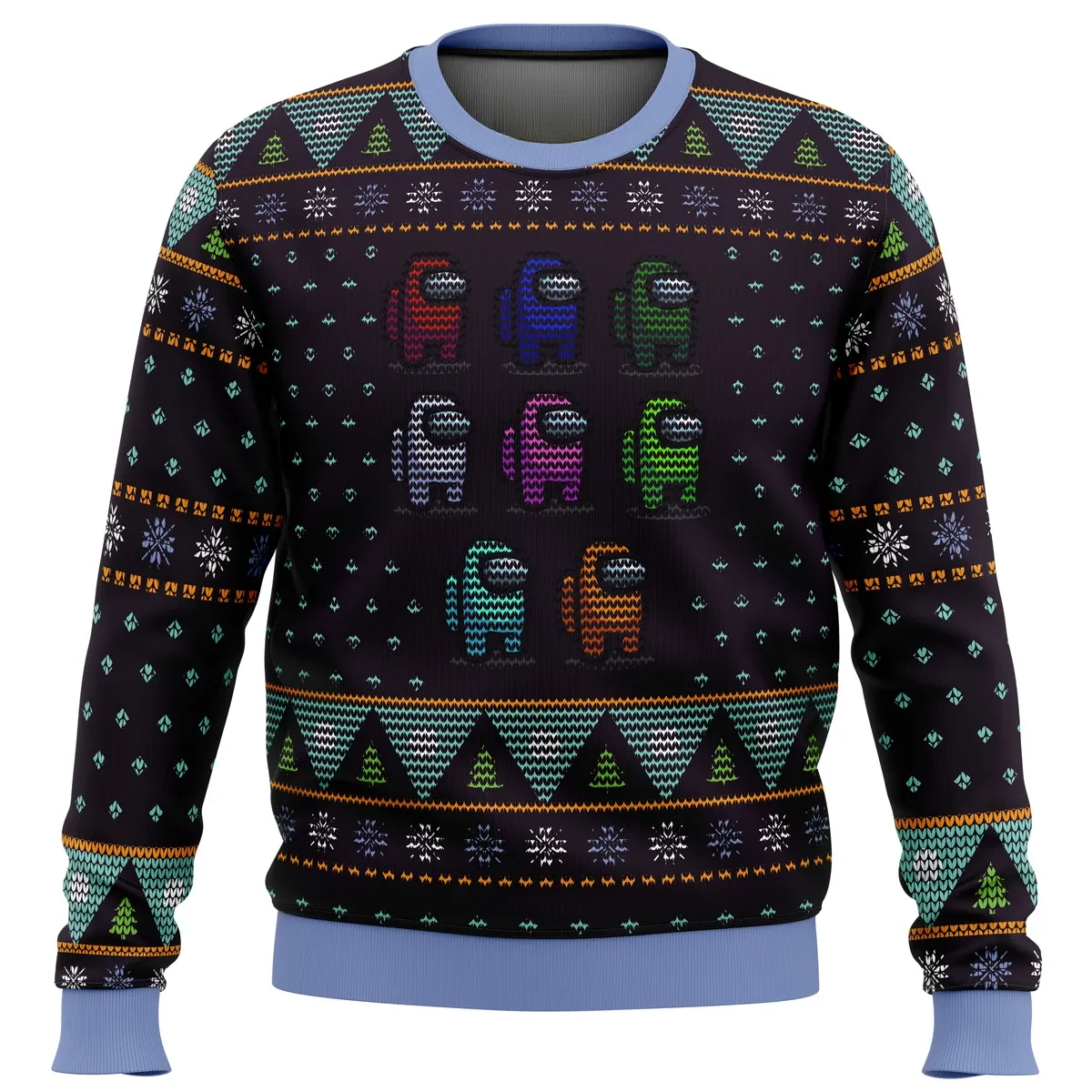 Crewmate Among Us Ugly Christmas Sweater, Gamer Holiday Sweater, Colorful Crewmates Unisex Sweatshirt, Gaming Xmas Gift for Friends and Family