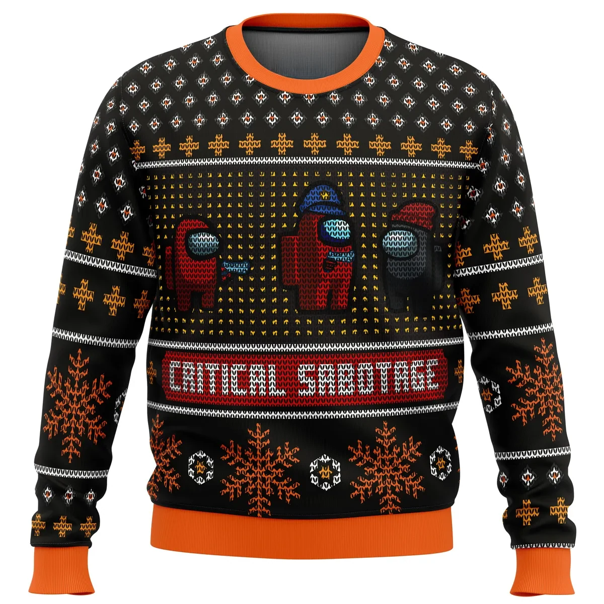 Critical Sabotage Among Us Ugly Christmas Sweater, Red Crewmate Police Cap Among Us Gamer Holiday Sweater, Video Game Xmas Gift