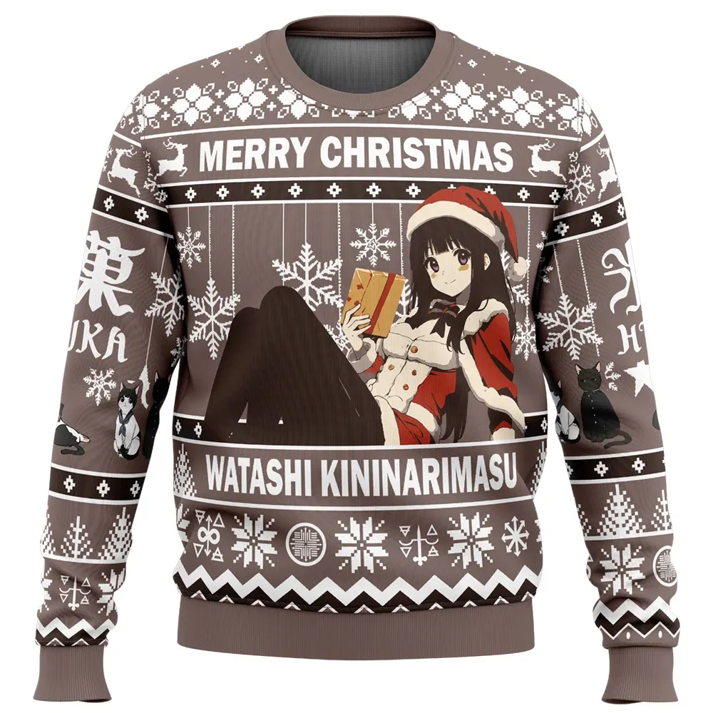 Merry Christmas Watashi Kininarimasu Eru Chitanda Hyouka Ugly Christmas Sweater, Anime Holiday Sweater, Santa Xmas Sweater