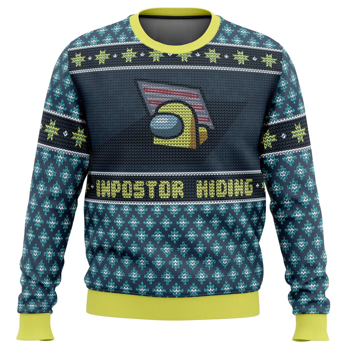 Impostor Hiding Among Us Ugly Christmas Sweater, Yellow Crewmate in the Vent Among Us Gamer Holiday Sweater, Video Game Xmas Gift