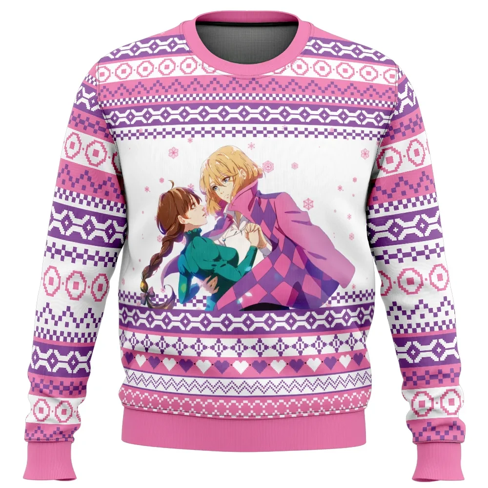 Howl and Sophie Howl's Moving Castle Ugly Christmas Sweater, Studio Ghibli Anime Holiday Sweater, Pink Fair Isle Xmas Sweatshirt, Gift for Fans
