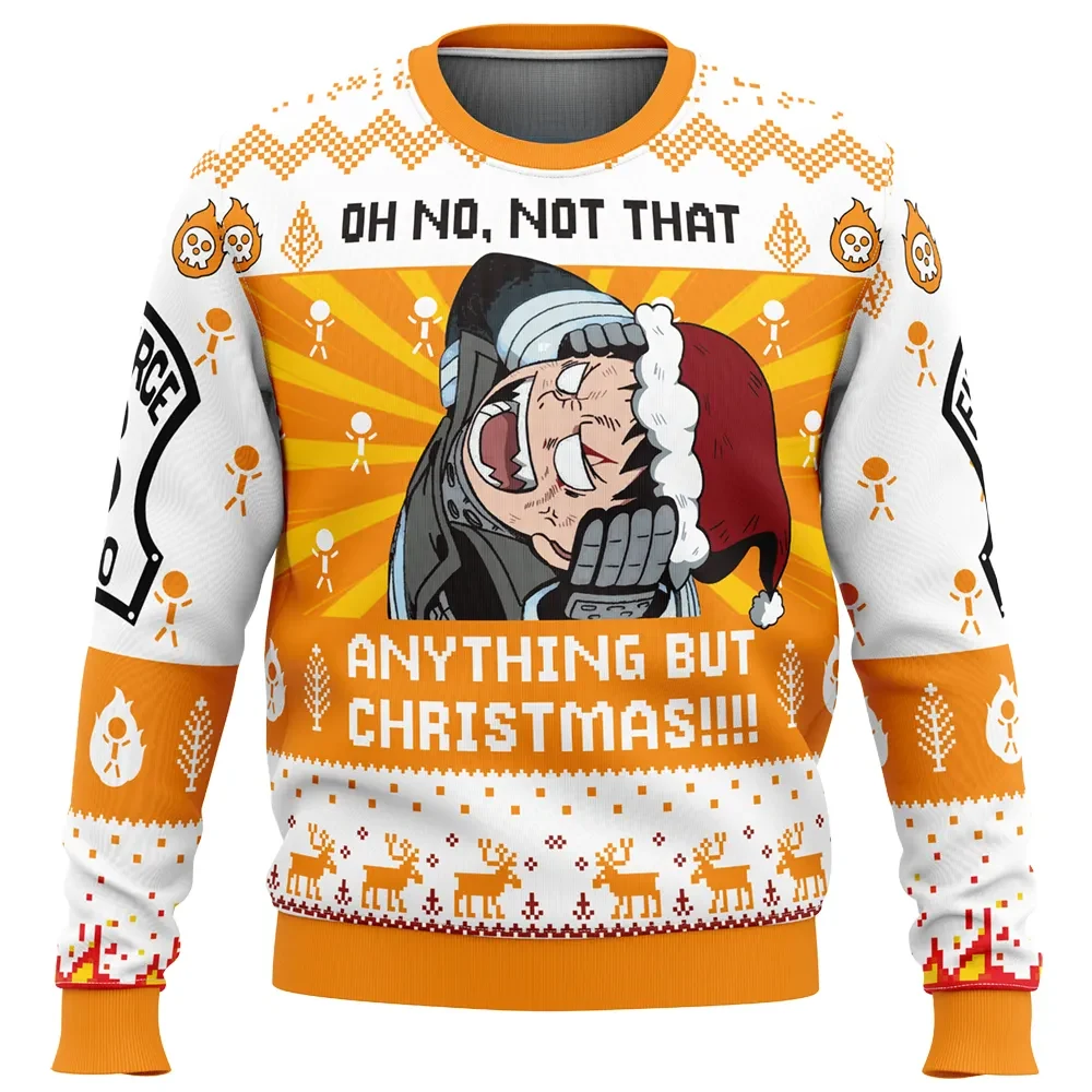 Oh No Not That Anything But Christmas Shinra Fire Force Ugly Christmas Sweater, Fire Force Anime Holiday Sweater, All Over Print Xmas Sweater