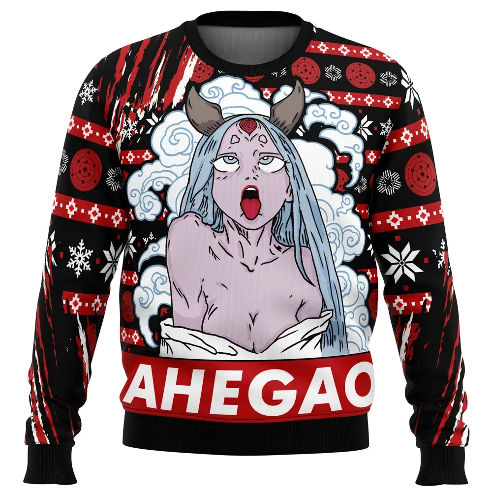 Ahegao Kaguya Naruto Shippuden Ugly Christmas Sweater, Kaguya Otsutsuki Rinnegan Anime Holiday Sweater, Adult Humor Unisex Anime Xmas Gift
