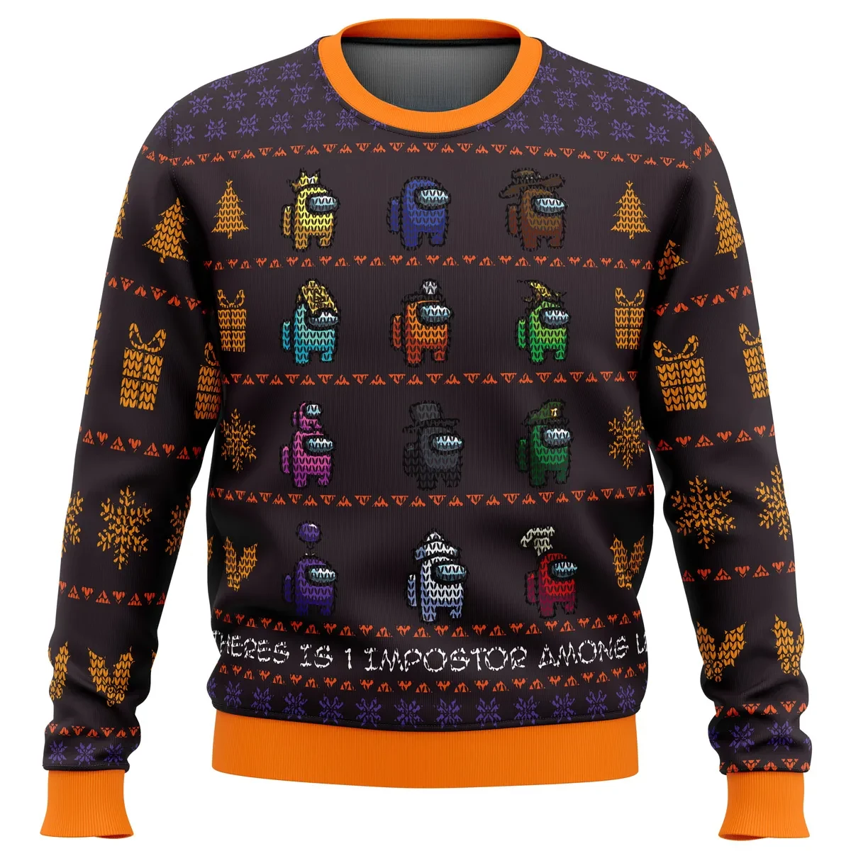 There Is One Impostor Among Us Ugly Christmas Sweater, Among Us Crewmates Holiday Sweater, Gamer Xmas Gift, Unisex All Over Print Sweatshirt