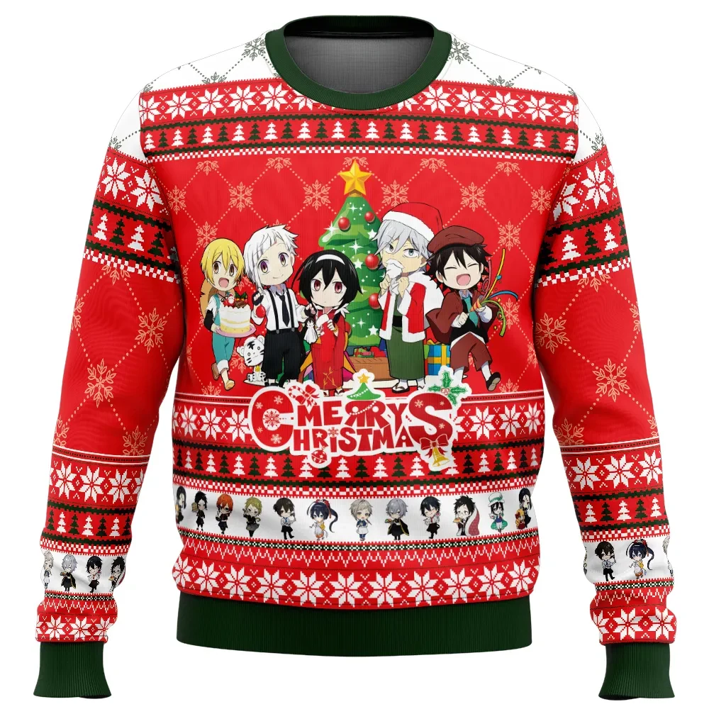 Christmas Power House Bungou Stray Dogs Ugly Christmas Sweater, Bungo Stray Dogs Anime Holiday Sweater, Unisex All Over Print Xmas Jumper