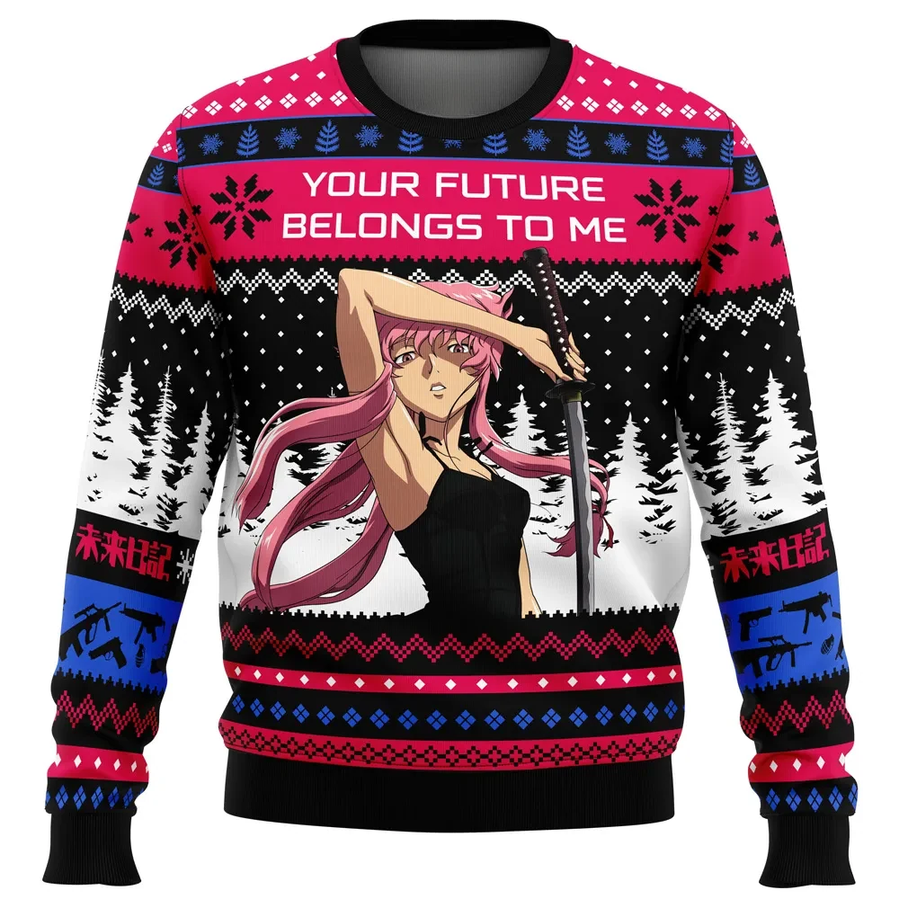 Your Future Belongs to Me Yuno Gasai Future Diary Ugly Christmas Sweater, Mirai Nikki Anime Holiday Sweater, All Over Print Xmas Sweater