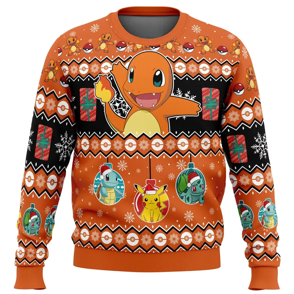 Charmander I Choose You Pokemon Ugly Christmas Sweater, Pokemon Holiday Sweater, Pikachu Squirtle Bulbasaur Ornaments Gamer Xmas Gift