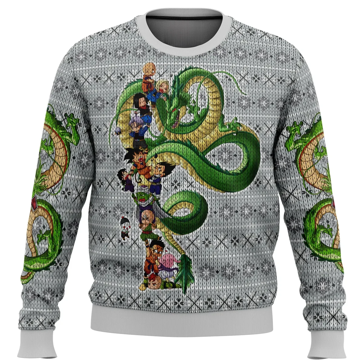 Dragon Ball Z Play with the Dragon Ugly Christmas Sweater, Shenron DBZ Anime Holiday Sweater, Goku and Friends Xmas Gift for Anime Fans