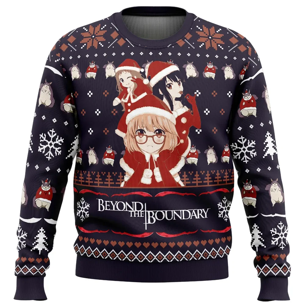 Santa Ai, Mirai and Mitsuki Beyond the Boundary Ugly Christmas Sweater, Kyoukai no Kanata Anime Holiday Sweater, All Over Print Xmas Sweater