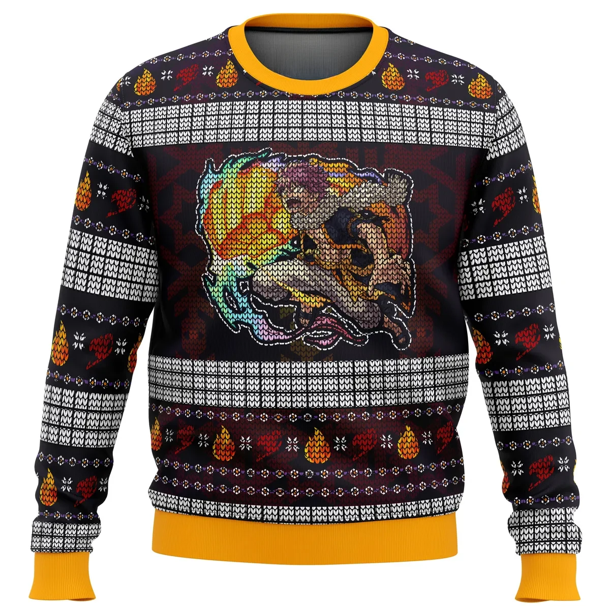 Fire Dragon's Iron Fist Natsu Dragneel Fairy Tail Ugly Christmas Sweater, Anime Holiday Sweater, All Over Print Xmas Sweater