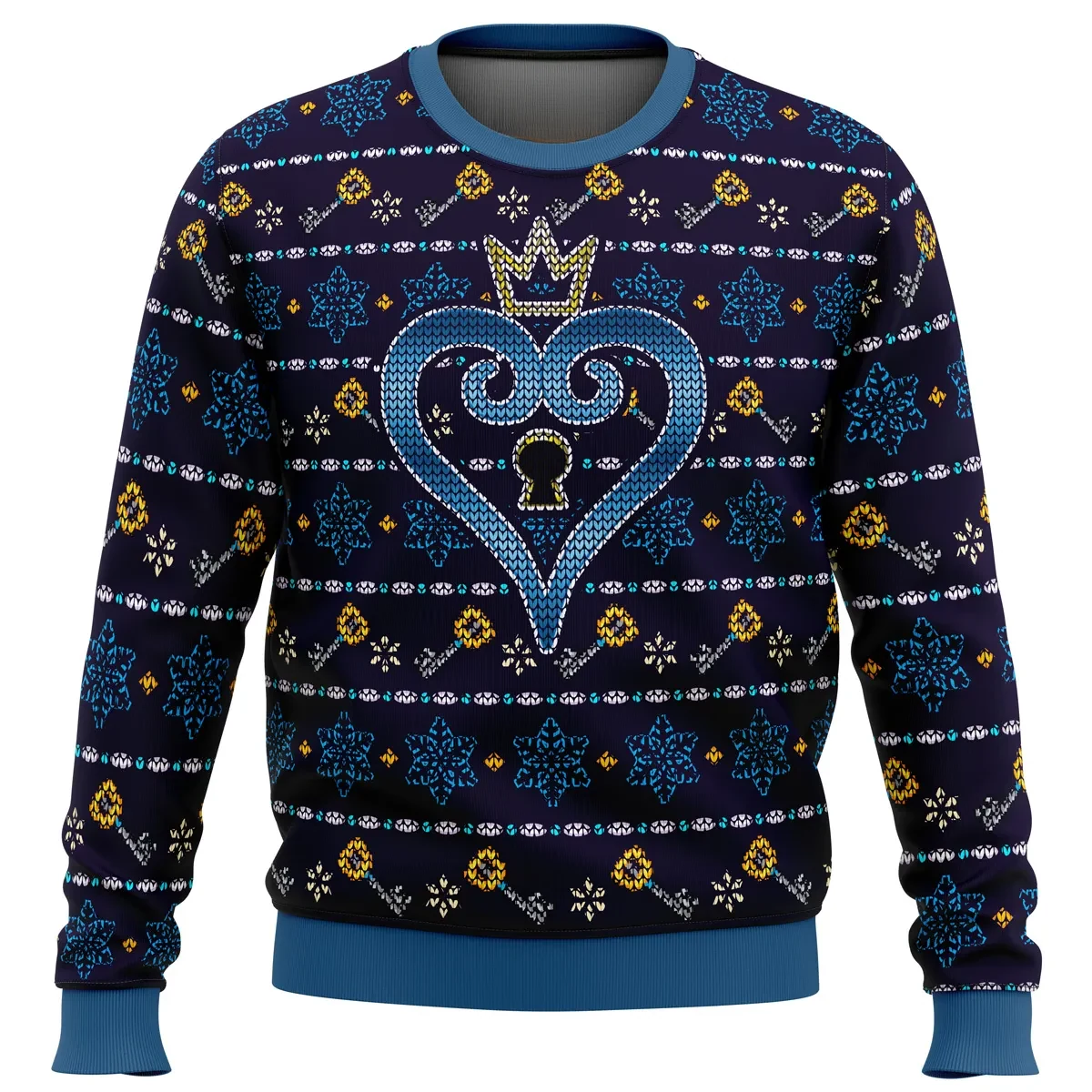 Keyblade Sora Kingdom Hearts Ugly Christmas Sweater, Kingdom Hearts Heart Crown Holiday Sweater, Gamer Xmas Jumper