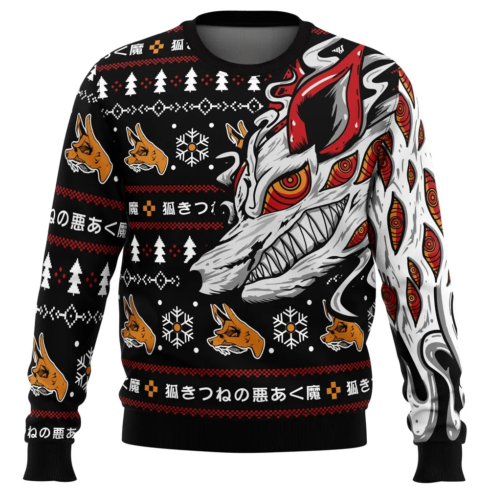 Aki's Fox Devil Chainsaw Man Ugly Christmas Sweater, Aki Hayakawa Anime Holiday Sweater, Unisex All Over Print Xmas Sweatshirt, Manga Fan Gift
