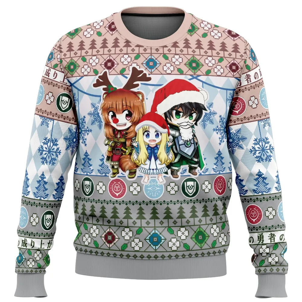Christmas Filo Naofumi and Raphtalia The Rising of the Shield Hero Ugly Christmas Sweater, Shield Hero Anime Holiday Sweater, Xmas Sweater