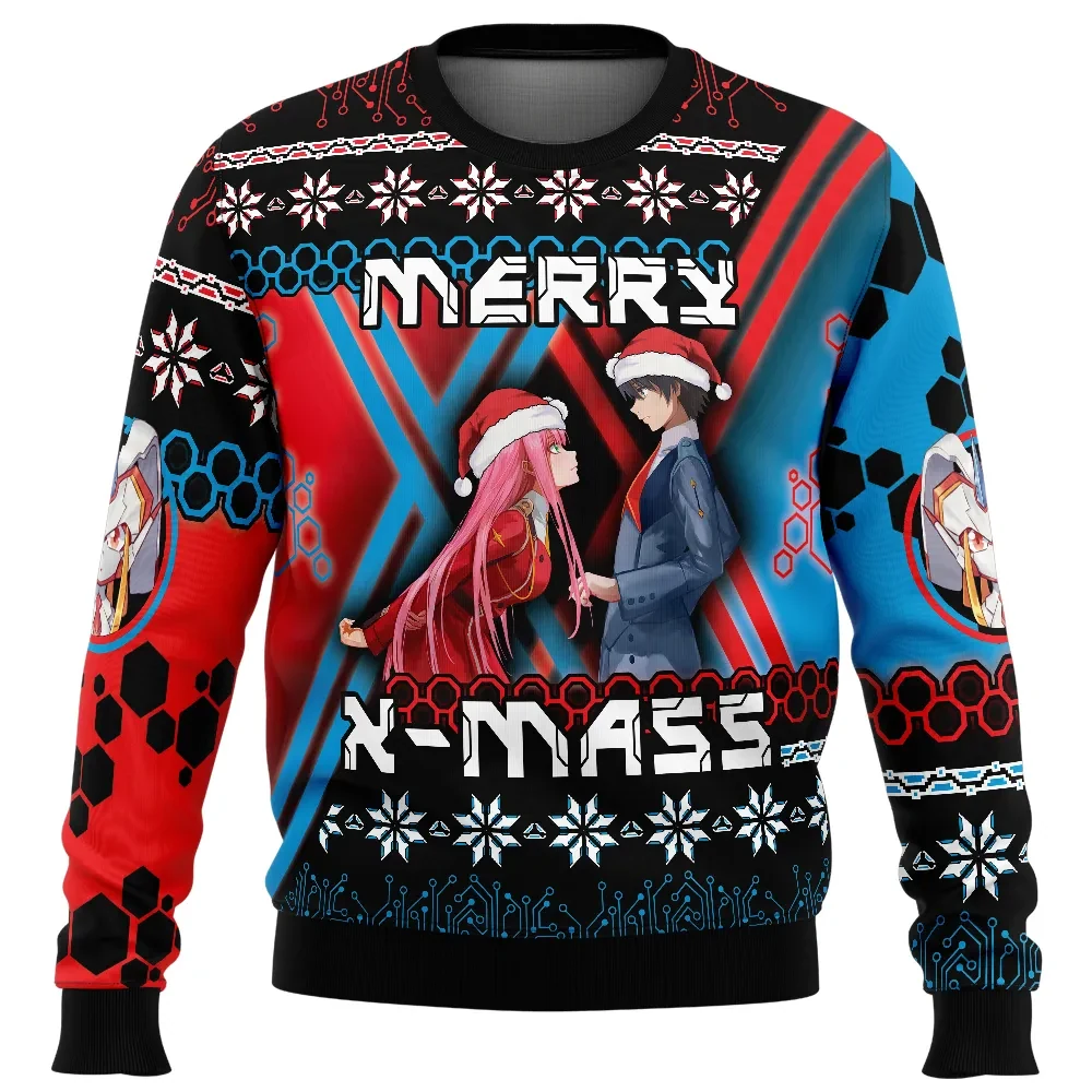 Christmas Hiro and Zero Two Darling in the Franxx Ugly Christmas Sweater, Merry X-Mass Anime Holiday Sweater, Santa Xmas Sweater