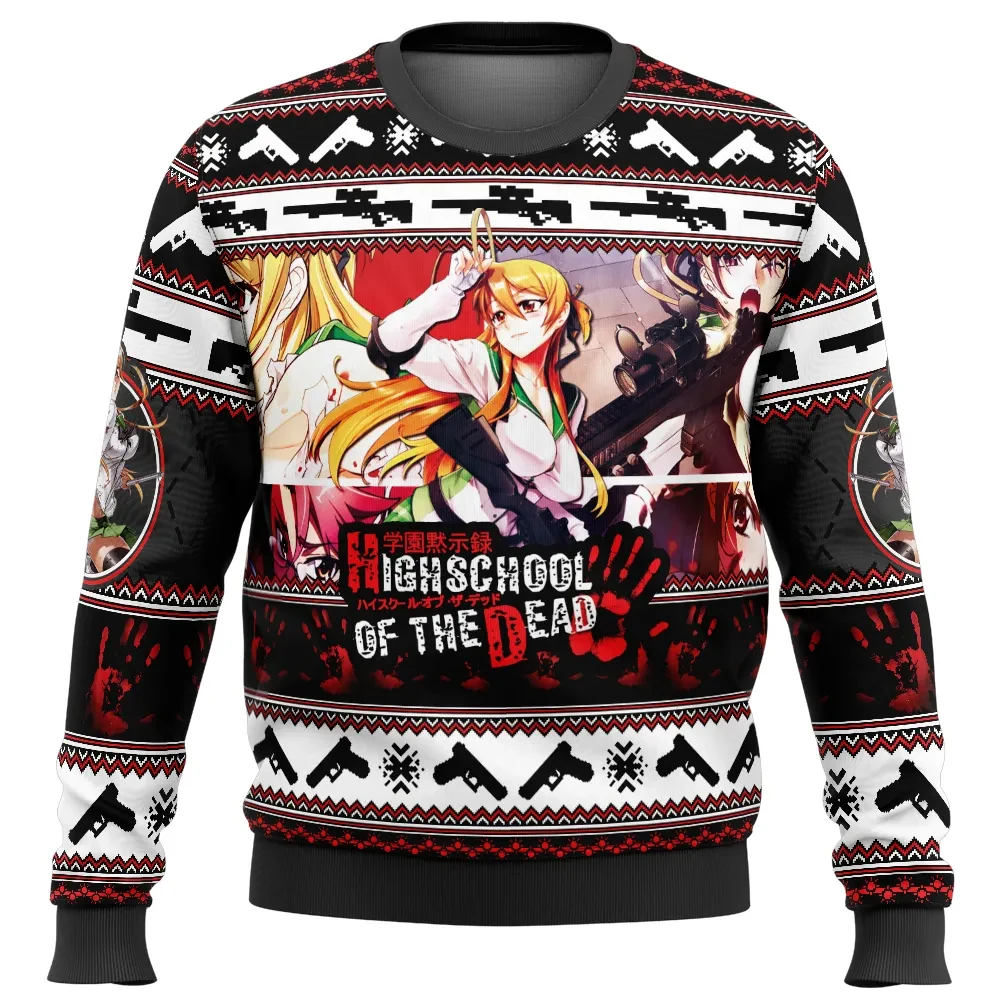 Rei Miyamoto Highschool of the Dead Ugly Christmas Sweater, HOTD Zombie Horror Anime Holiday Sweater, Unisex Xmas Sweatshirt, Anime Xmas Gift