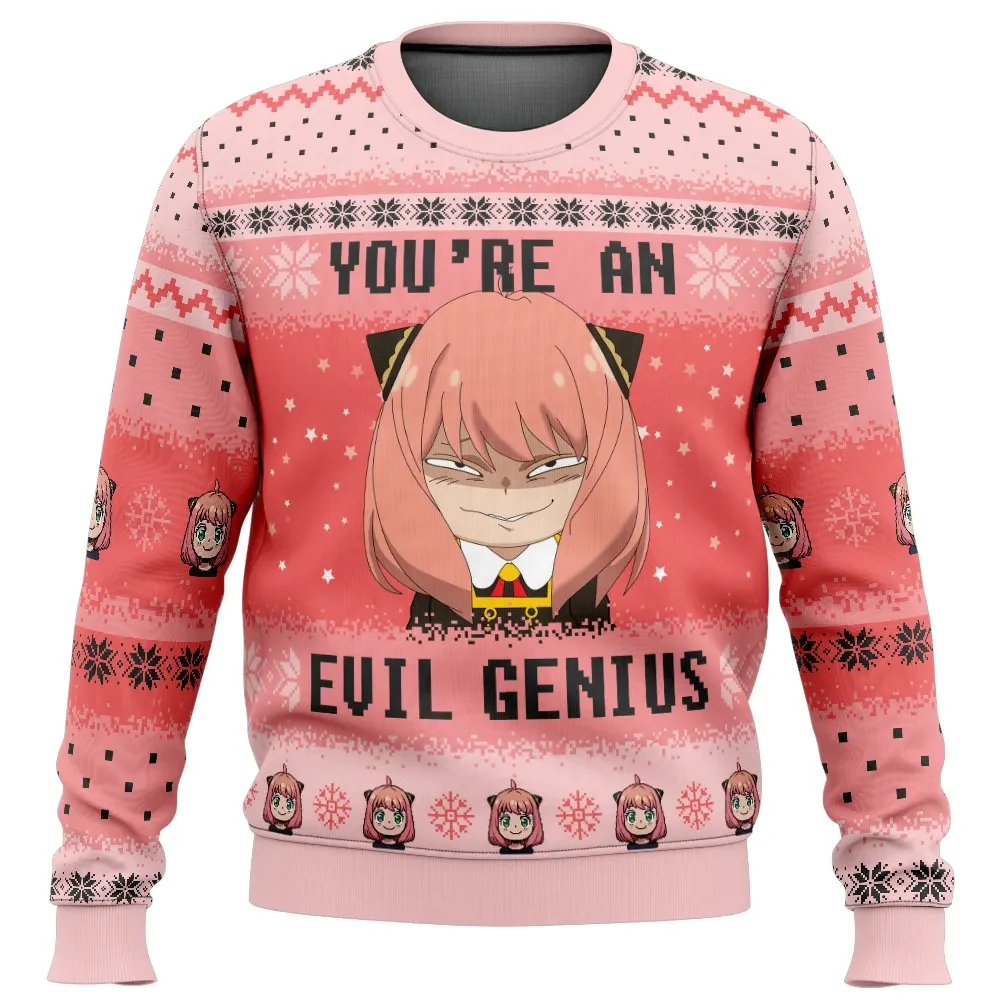 You're An Evil Genius Anya Forger Spy x Family Ugly Christmas Sweater, Spy x Family Anime Holiday Sweater, Funny Xmas Sweater