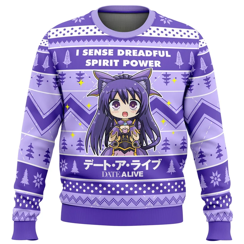 Tohka Yatogami I Sense Dreadful Spirit Power Date A Live Ugly Christmas Sweater, Date A Live Anime Holiday Sweater, Chibi Xmas Sweater