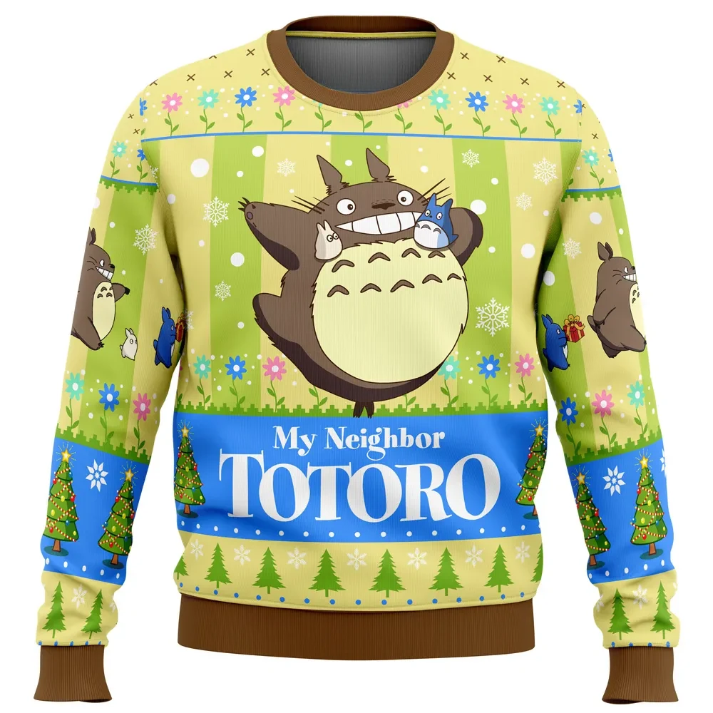 Totoro and Friends My Neighbor Totoro Ugly Christmas Sweater, Studio Ghibli Holiday Sweater, Unisex Anime Xmas Sweatshirt, Gift for Ghibli Fans