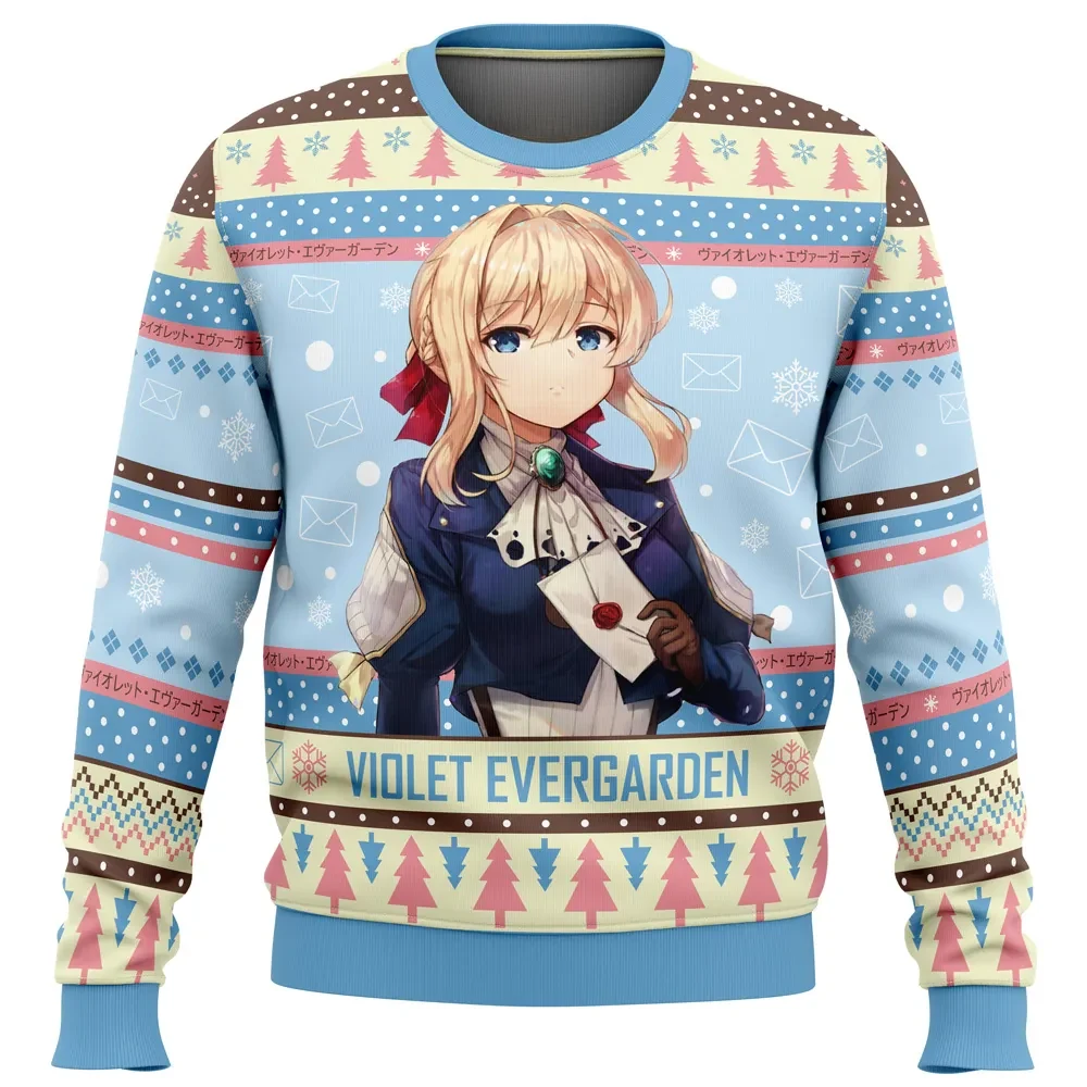 Christmas Doll Violet Evergarden Ugly Christmas Sweater, Auto Memory Doll Anime Holiday Sweater, Unisex Xmas Sweatshirt, Anime Gift for Fans