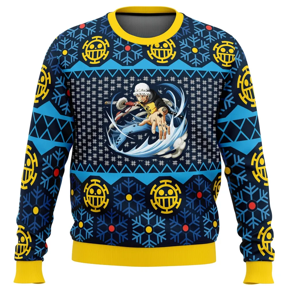 Trafalgar D Water Law One Piece Ugly Christmas Sweater, Anime Holiday Sweater, Heart Pirates Surgeon of Death One Piece Xmas Gift