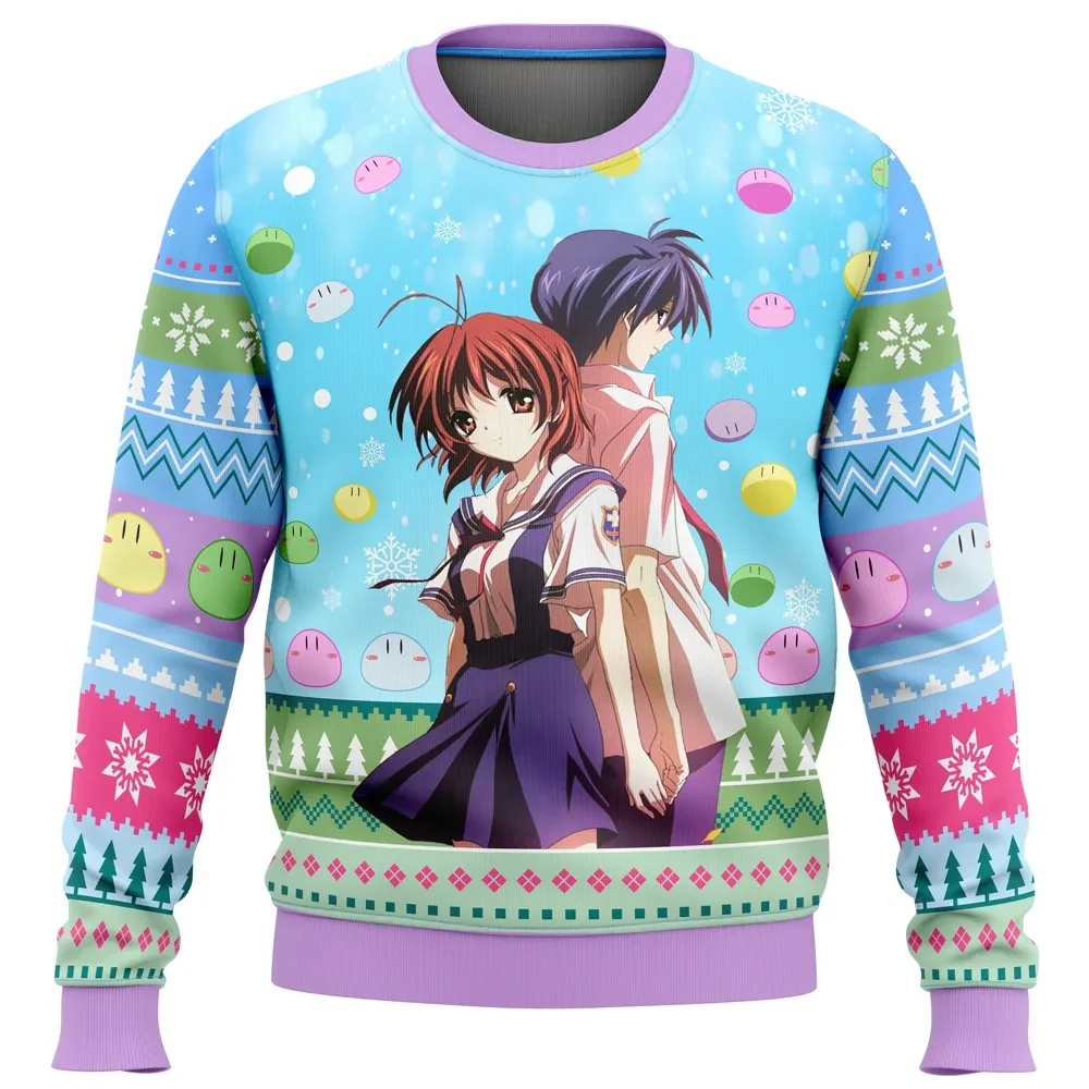Tomoya and Nagisa Clannad Ugly Christmas Sweater, Clannad Anime Holiday Sweater, Big Dango Family Unisex Xmas Sweatshirt, Anime Xmas Gift